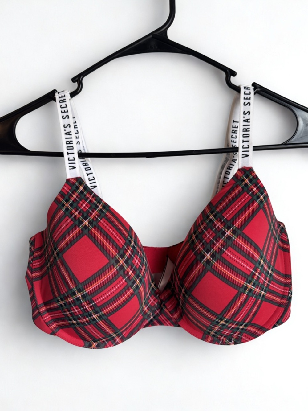 Victoria's Secret Red Plaid Molded T-Shirt Bra